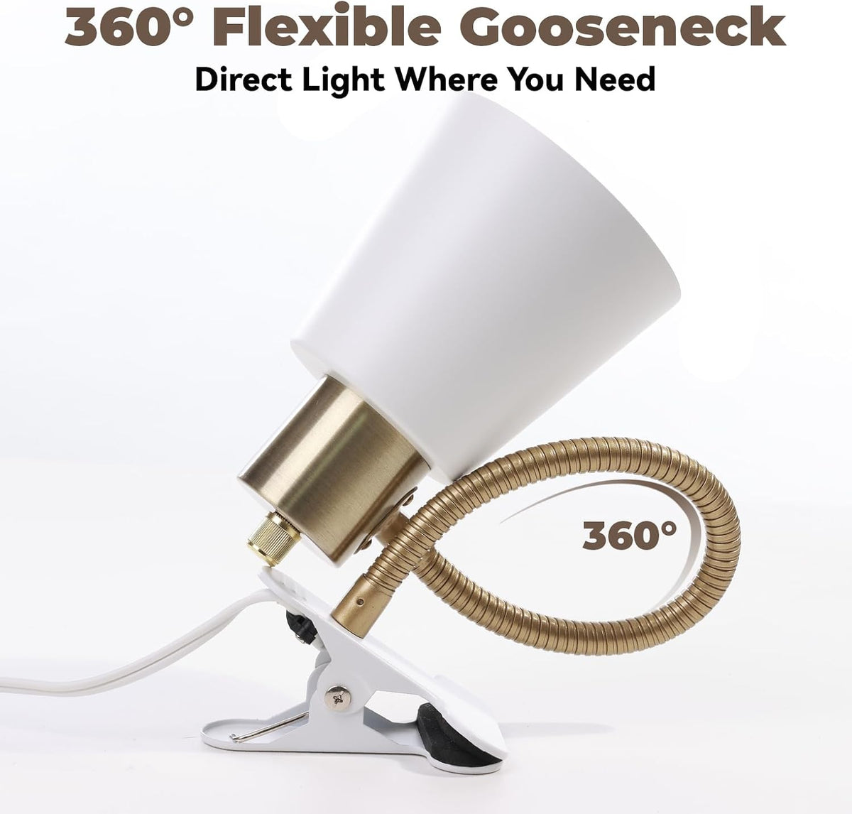 Desk lamp Eye-Caring Table Lamps, 360°Rotation Gooseneck Clip Lamp