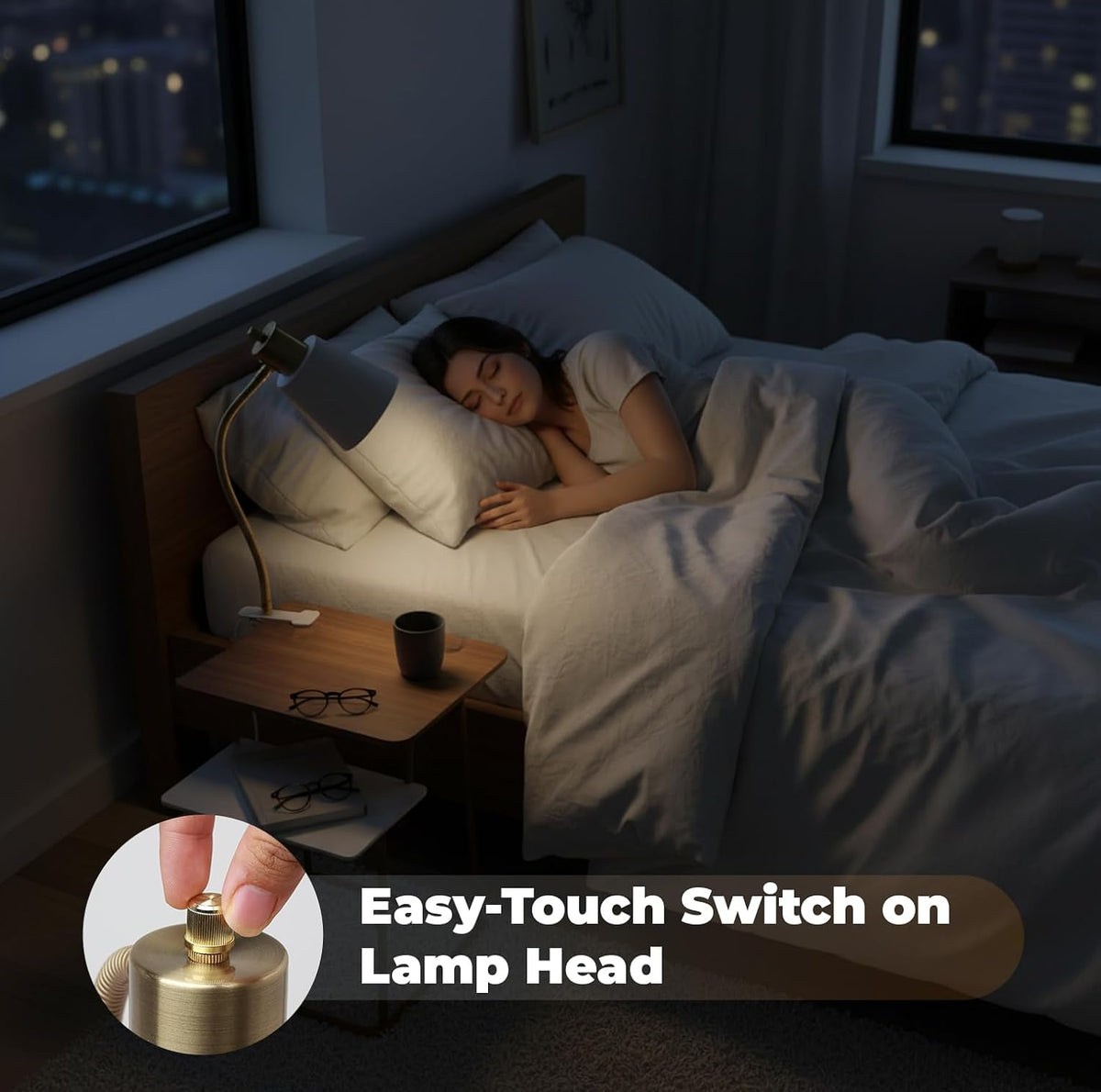 Desk lamp Eye-Caring Table Lamps, 360°Rotation Gooseneck Clip Lamp