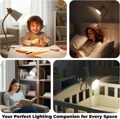 Desk lamp Eye-Caring Table Lamps, 360°Rotation Gooseneck Clip Lamp