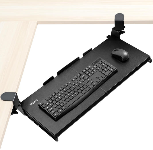 Black Clamp-on 27 x 11 in Keyboard Tray for Corner Desk, MOUNT-KB10C