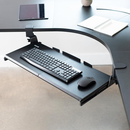 Black Clamp-on 27 x 11 in Keyboard Tray for Corner Desk, MOUNT-KB10C