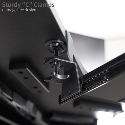 Black Clamp-on 27 x 11 in Keyboard Tray for Corner Desk, MOUNT-KB10C