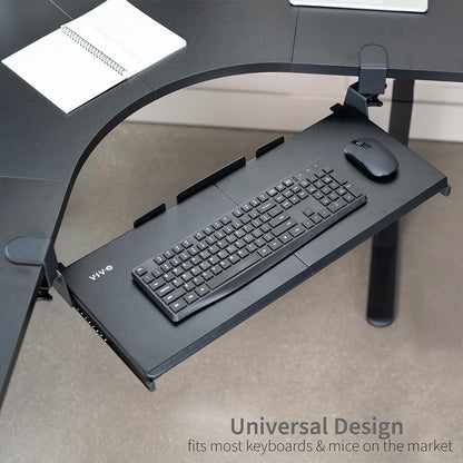 Black Clamp-on 27 x 11 in Keyboard Tray for Corner Desk, MOUNT-KB10C