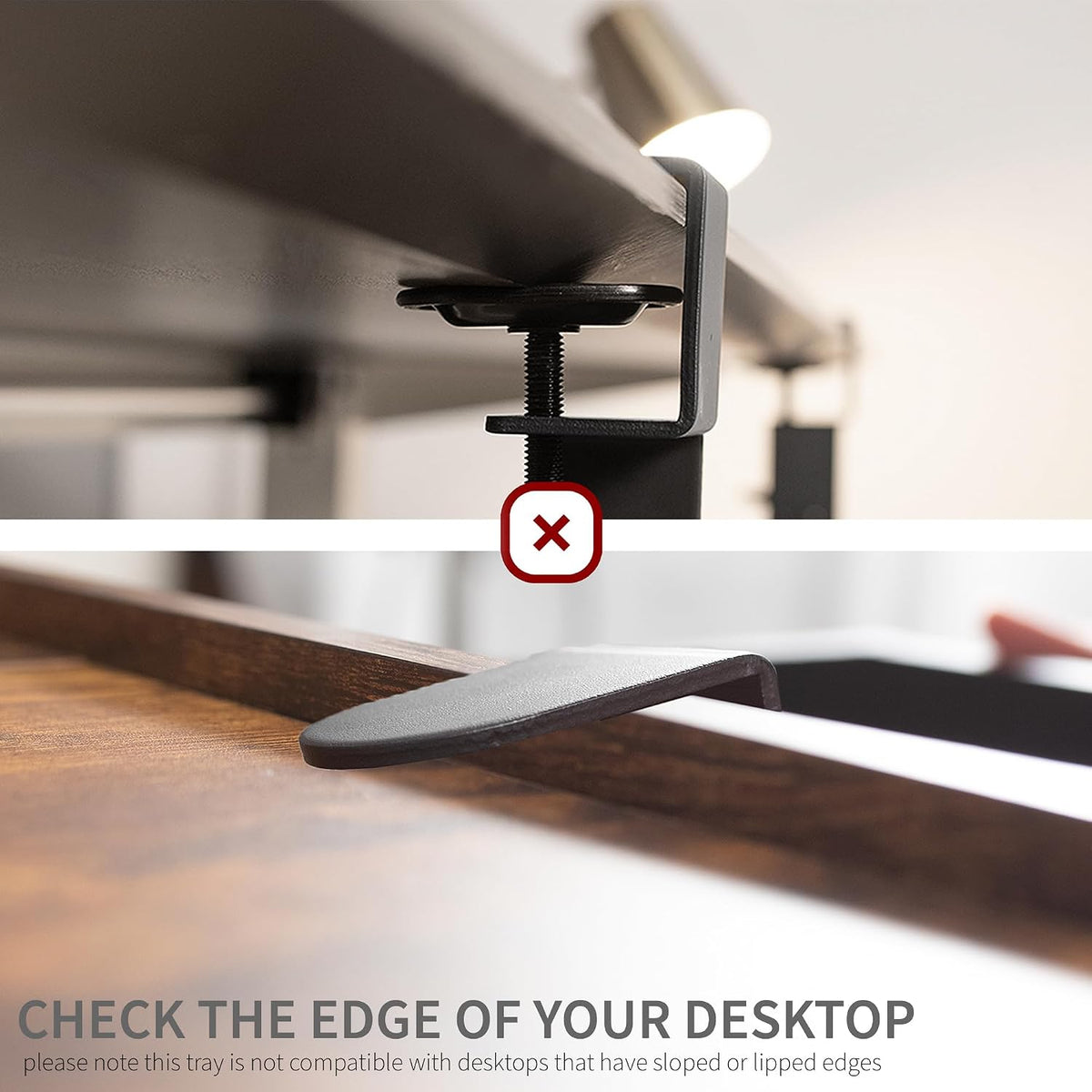 Black Clamp-on 27 x 11 in Keyboard Tray for Corner Desk, MOUNT-KB10C