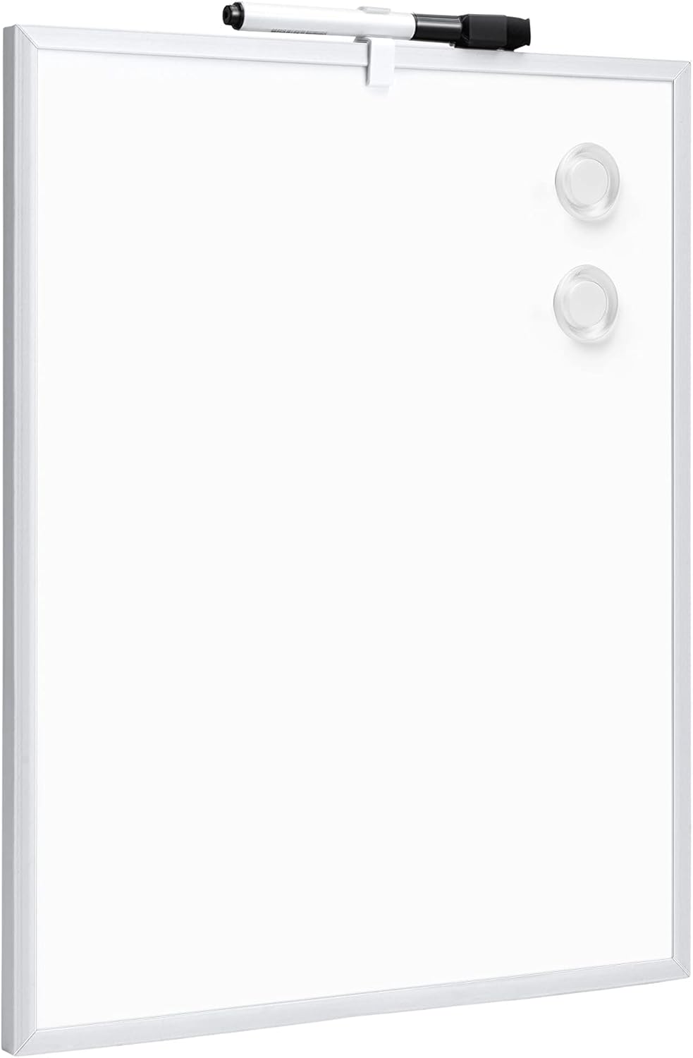 Small Dry Erase Whiteboard, Magnetic Bulletin Board, with Marker and Magnets, 11"W x 14"H, Aluminum Frame