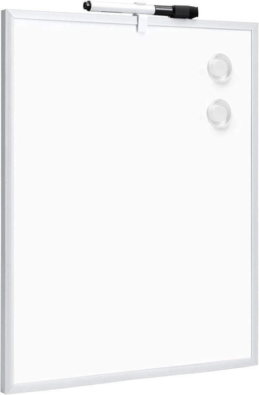 Small Dry Erase Whiteboard, Magnetic Bulletin Board, with Marker and Magnets, 11"W x 14"H, Aluminum Frame