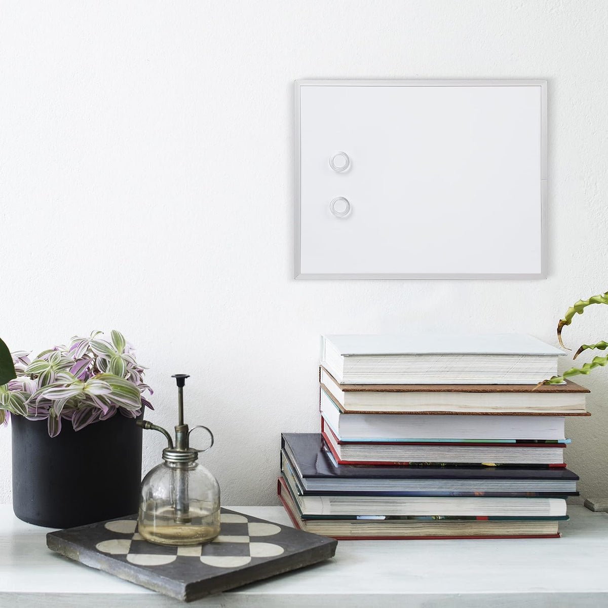 Small Dry Erase Whiteboard, Magnetic Bulletin Board, with Marker and Magnets, 11"W x 14"H, Aluminum Frame