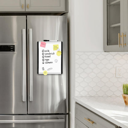 Small Dry Erase Whiteboard, Magnetic Bulletin Board, with Marker and Magnets, 11"W x 14"H, Aluminum Frame