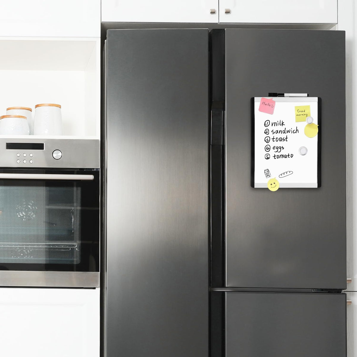 Small Dry Erase Whiteboard, Magnetic Bulletin Board, with Marker and Magnets, 11"W x 14"H, Aluminum Frame