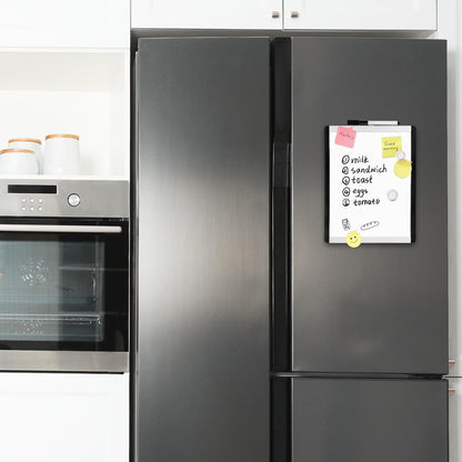 Small Dry Erase Whiteboard, Magnetic Bulletin Board, with Marker and Magnets, 11"W x 14"H, Aluminum Frame