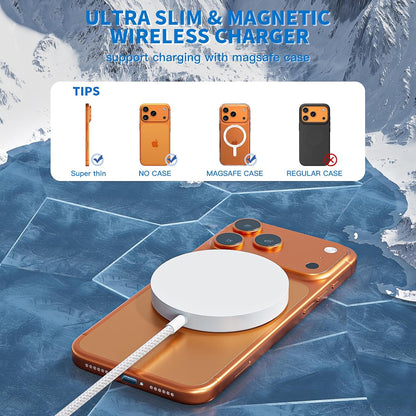 [Apple Certified] Magnetic Wireless Charger, 10FT Long 25W iPhone Magsafe Charger Fast Phone Charging Pad Wireless Magnetic Braid Cable Charge for iPhone 17/17 Pro/17 Pro Max/Air/16 ProMax/15/14/13/12
