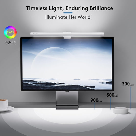 White Monitor Light Bar with Backlight, Desk Light with Remote