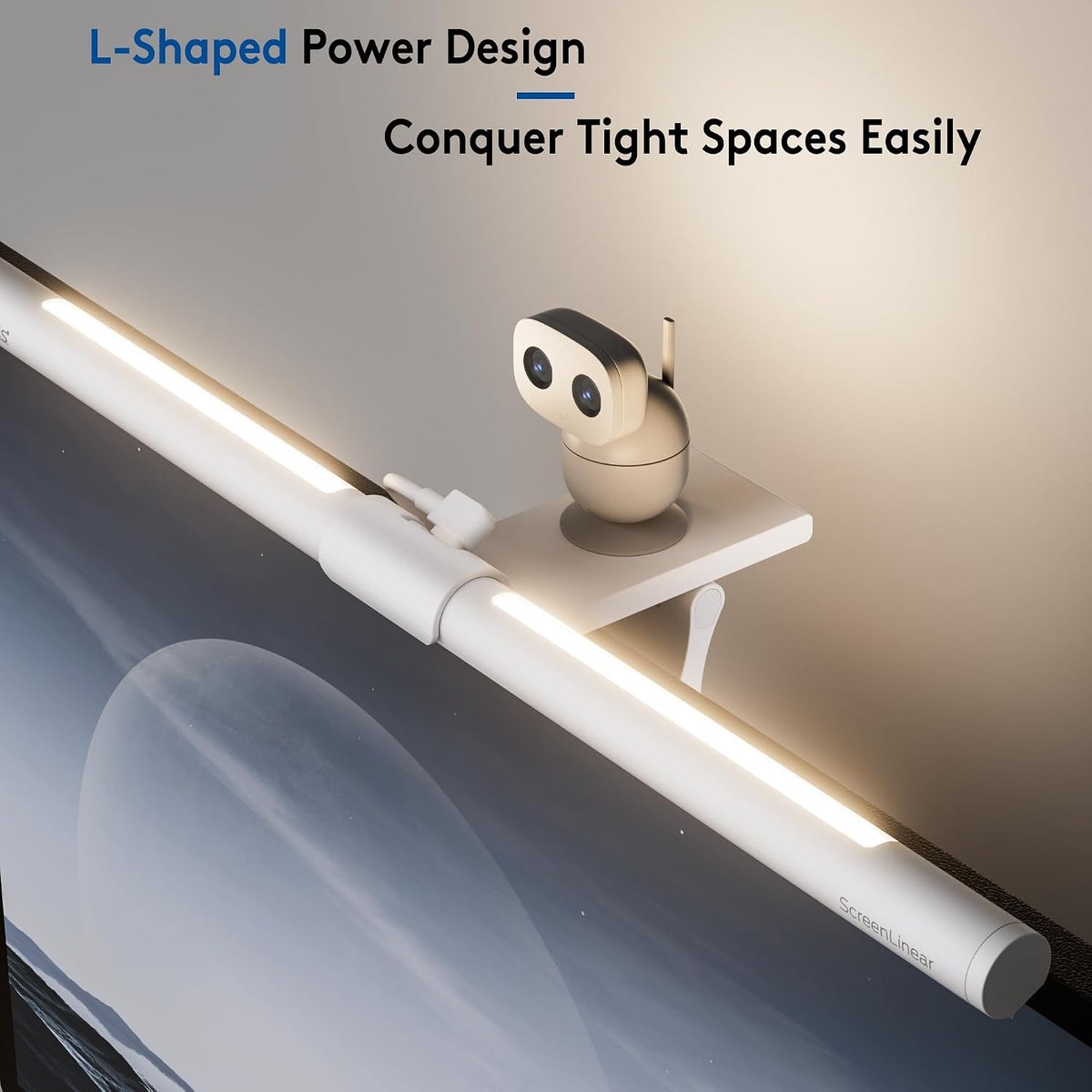 White Monitor Light Bar with Backlight, Desk Light with Remote