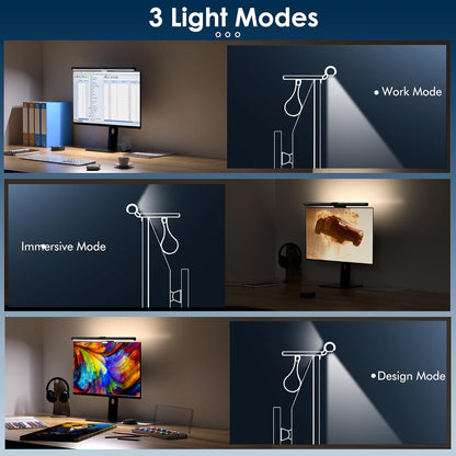 White Monitor Light Bar with Backlight, Desk Light with Remote