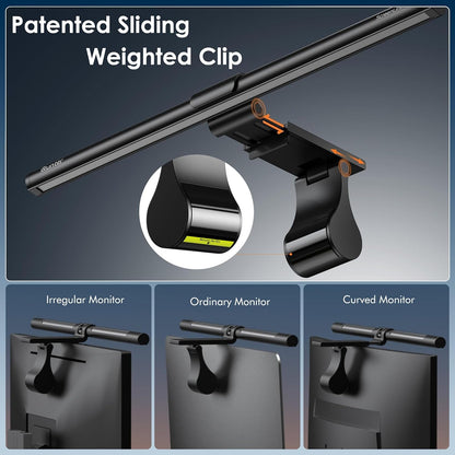 White Monitor Light Bar with Backlight, Desk Light with Remote