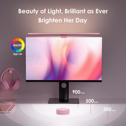 White Monitor Light Bar with Backlight, Desk Light with Remote