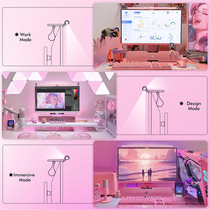 White Monitor Light Bar with Backlight, Desk Light with Remote