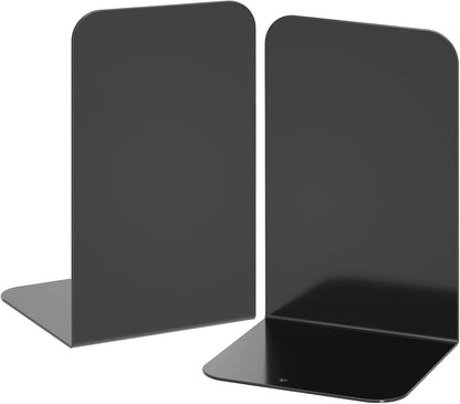 Bookends 1 Pair, Black Metal Book Ends, Heavy Bookends for Shelves, Book Stopper for Heavy Books, Book Organizer for Home Office School Supplies