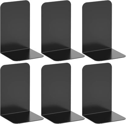 Bookends 1 Pair, Black Metal Book Ends, Heavy Bookends for Shelves, Book Stopper for Heavy Books, Book Organizer for Home Office School Supplies