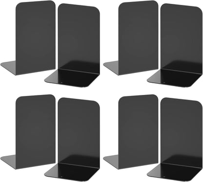 Bookends 1 Pair, Black Metal Book Ends, Heavy Bookends for Shelves, Book Stopper for Heavy Books, Book Organizer for Home Office School Supplies