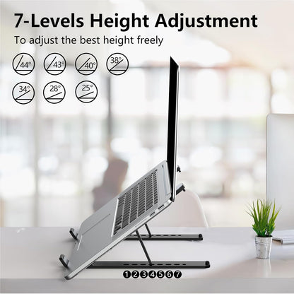 Laptop Stand for Desk, Adjustable Laptop Riser, Black