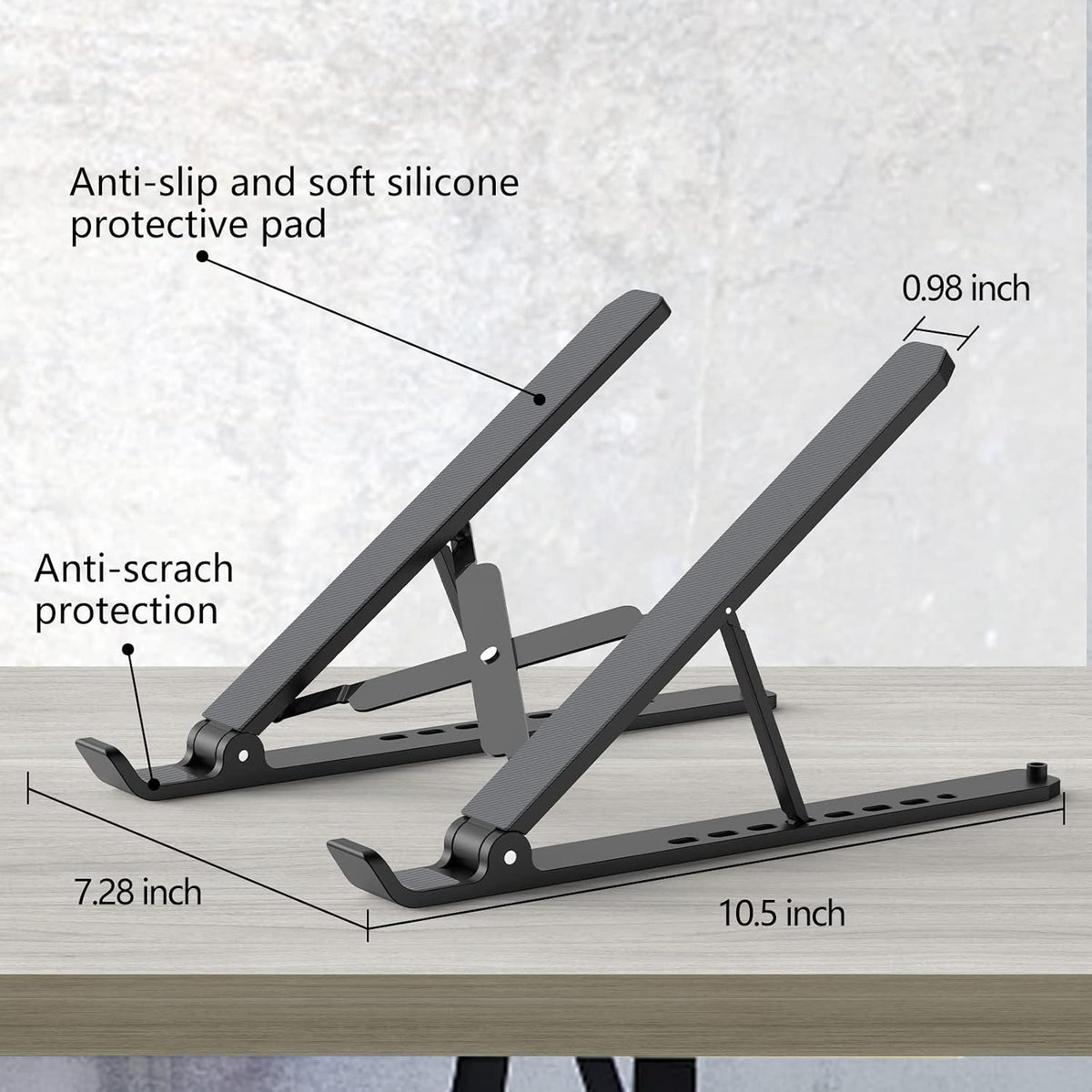Laptop Stand for Desk, Adjustable Laptop Riser, Black