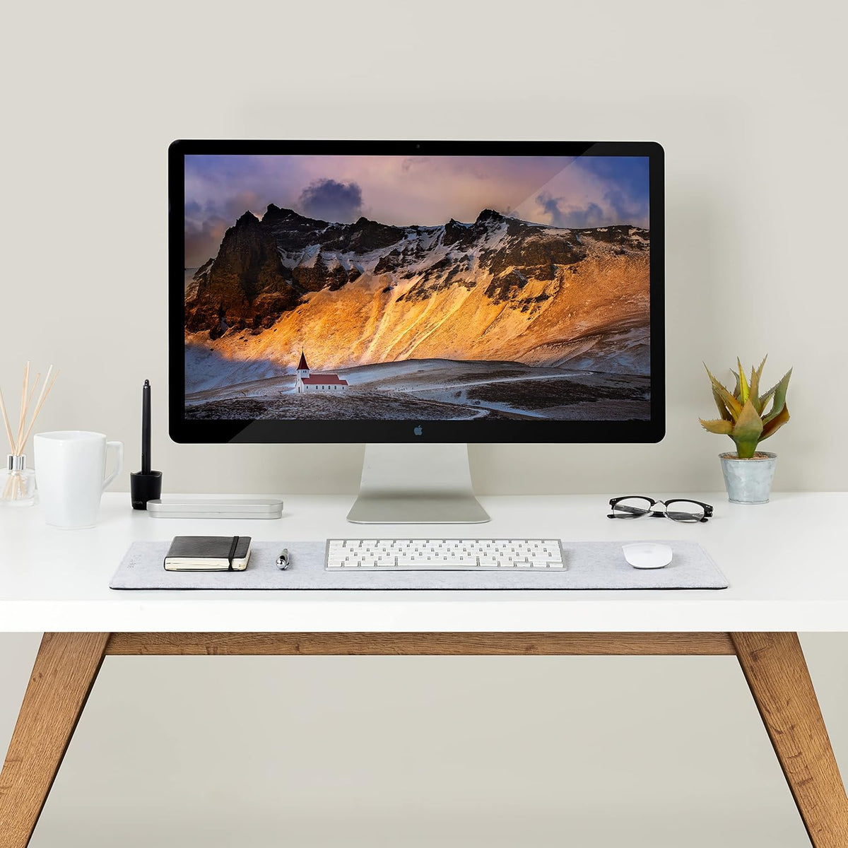 Premium Felt Desk Mat | Large 15.75" x 36" | Multifunctional Desk Pad for Home Office | Light Gray