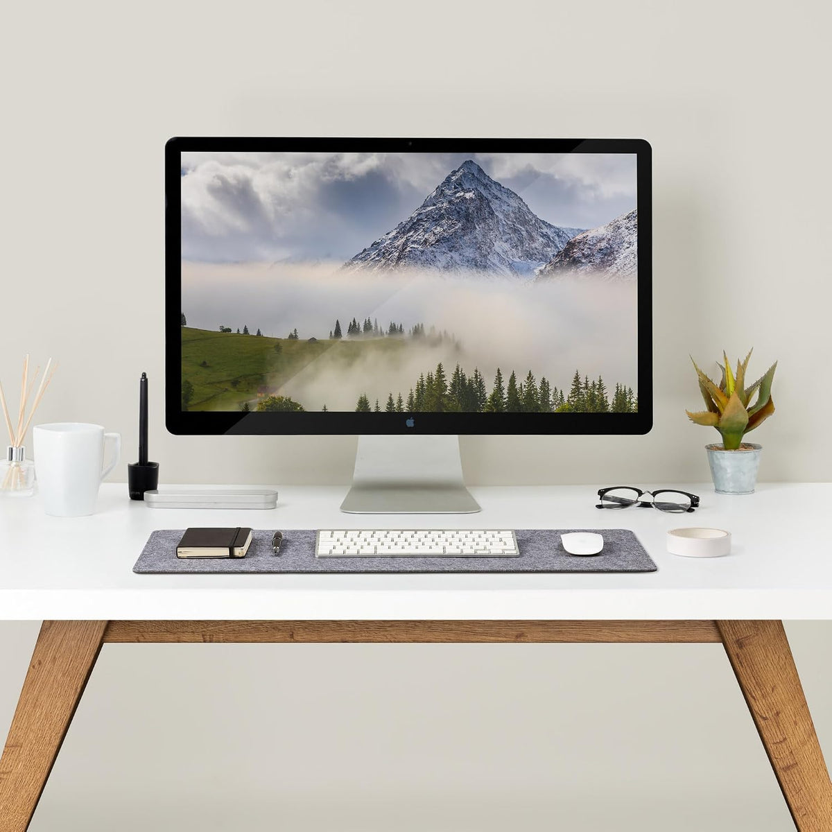 Premium Felt Desk Mat | Large 15.75" x 36" | Multifunctional Desk Pad for Home Office | Light Gray
