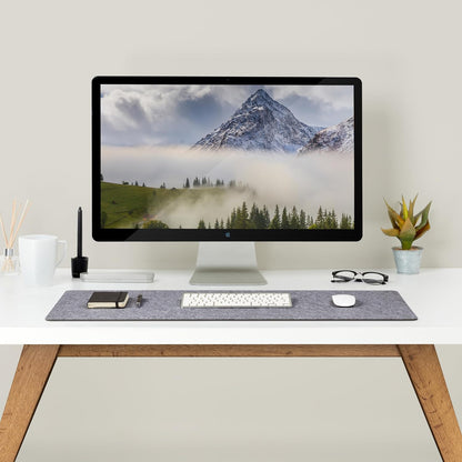 Premium Felt Desk Mat | Large 15.75" x 36" | Multifunctional Desk Pad for Home Office | Light Gray