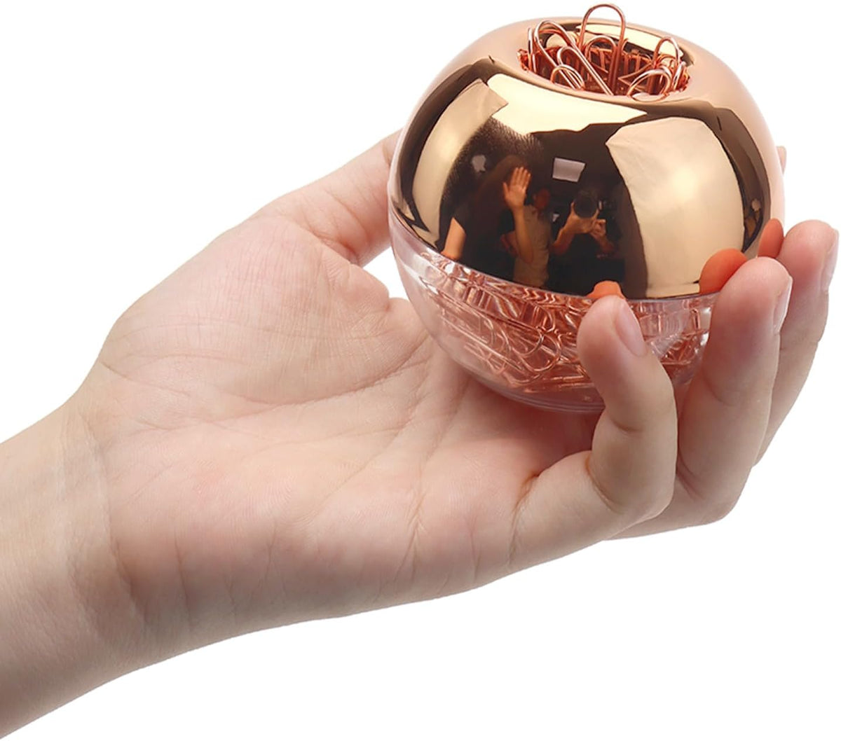 Rose Gold Paper Clip Holder Dispenser & 100 Paper Clips