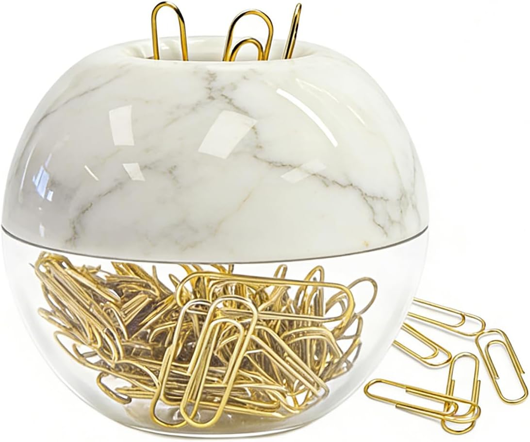 Rose Gold Paper Clip Holder Dispenser & 100 Paper Clips