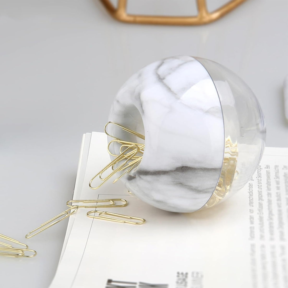 Rose Gold Paper Clip Holder Dispenser & 100 Paper Clips