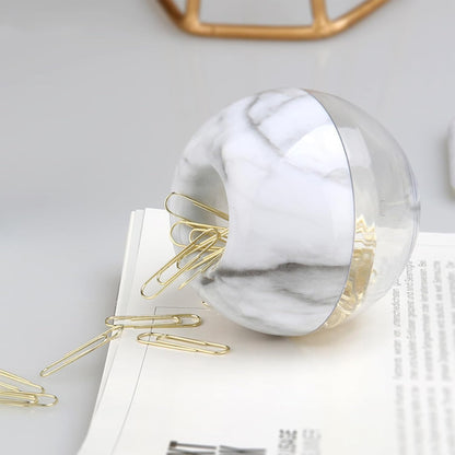 Rose Gold Paper Clip Holder Dispenser & 100 Paper Clips
