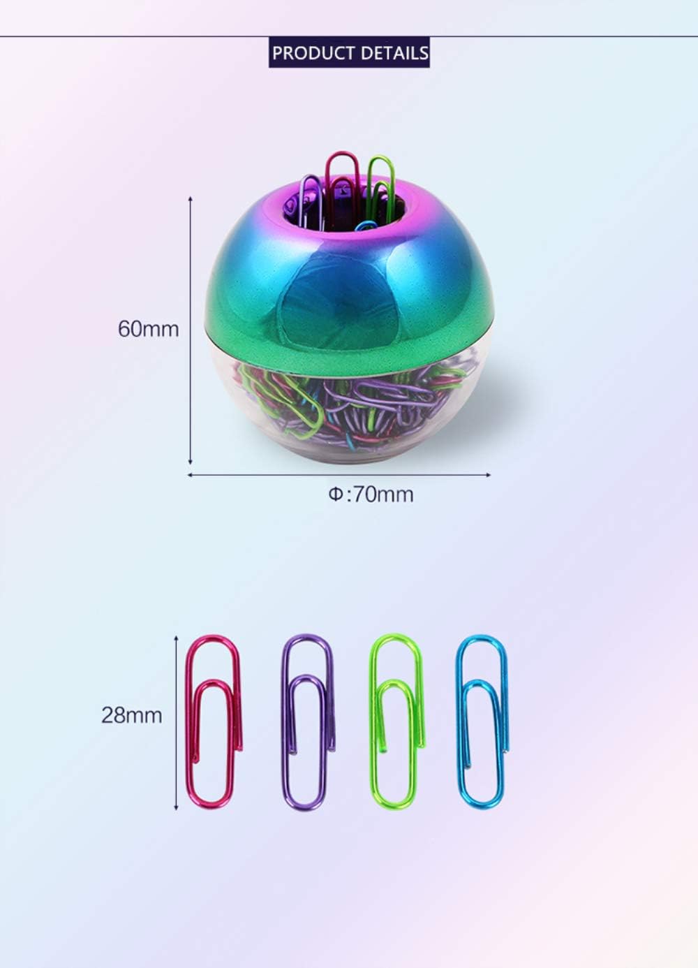 Rose Gold Paper Clip Holder Dispenser & 100 Paper Clips