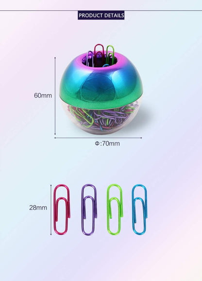 Rose Gold Paper Clip Holder Dispenser & 100 Paper Clips