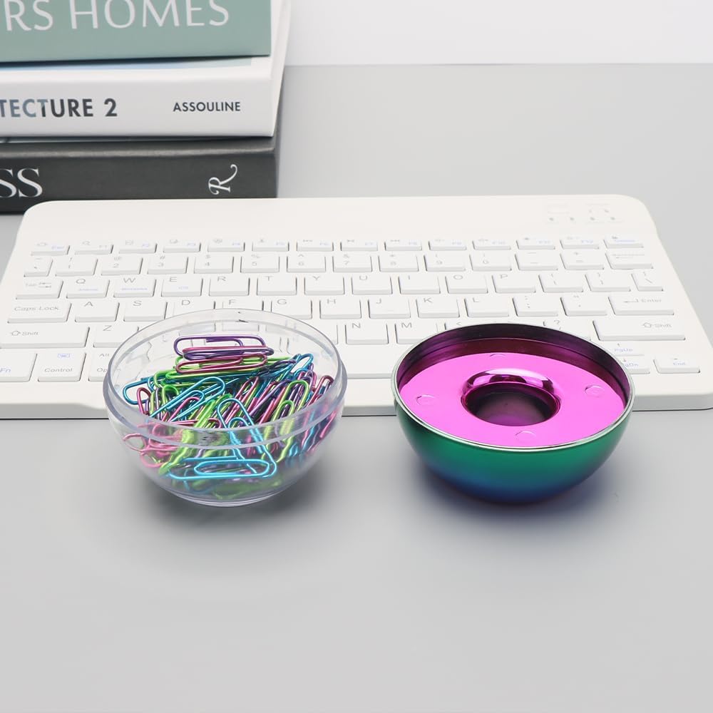 Rose Gold Paper Clip Holder Dispenser & 100 Paper Clips