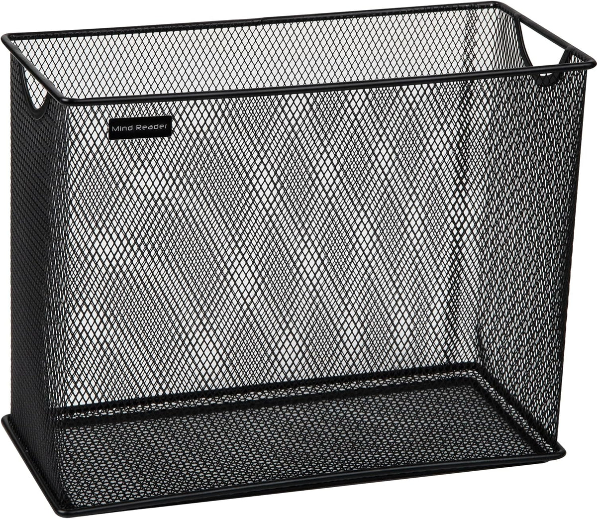 Vertical File Storage, Desktop Organizer, Hanging Files, Office, Metal Mesh, 12.25"L x 5.5"W x 10"H, Black