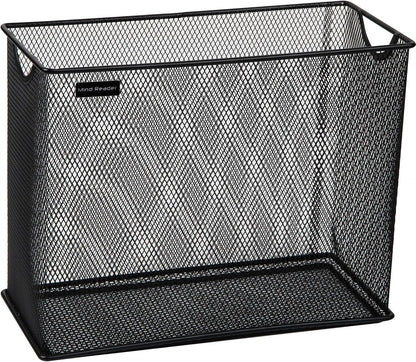 Vertical File Storage, Desktop Organizer, Hanging Files, Office, Metal Mesh, 12.25"L x 5.5"W x 10"H, Black