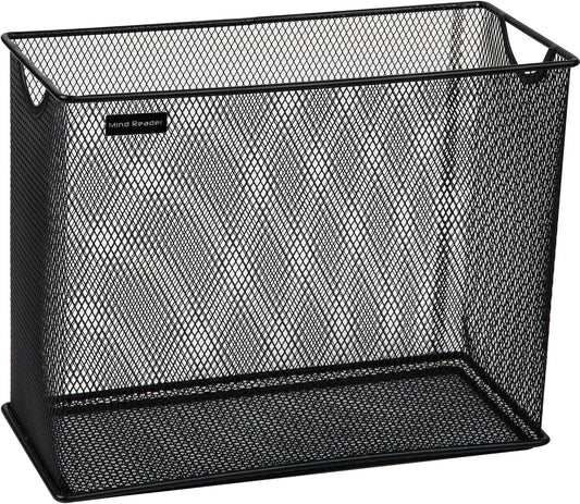 Vertical File Storage, Desktop Organizer, Hanging Files, Office, Metal Mesh, 12.25"L x 5.5"W x 10"H, Black