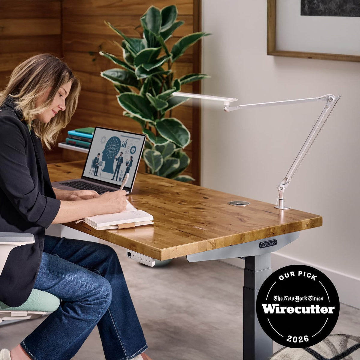E7 LED Desk Lamp with Clamp - Adjustable 3 Color Modes, Dimmable Black Architect Light for Standing Desk, Home Office, Dual Monitor Computer Work