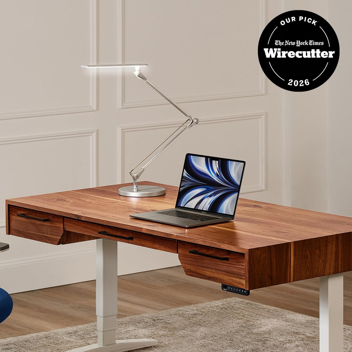 E7 LED Desk Lamp with Clamp - Adjustable 3 Color Modes, Dimmable Black Architect Light for Standing Desk, Home Office, Dual Monitor Computer Work