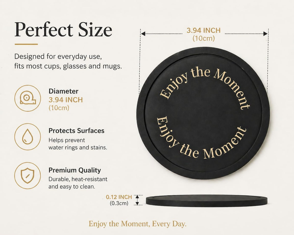 Silicone Coasters Set of 6, Premium Drink Coaster with Holder, Non-Slip, Non-Stick, Dishwasher Safe, Perfect for Hot and Cold Drinks, Protect Your Desks and Tables(6 Black)