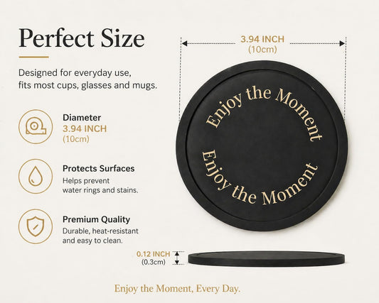 Silicone Coasters Set of 6, Premium Drink Coaster with Holder, Non-Slip, Non-Stick, Dishwasher Safe, Perfect for Hot and Cold Drinks, Protect Your Desks and Tables(6 Black)