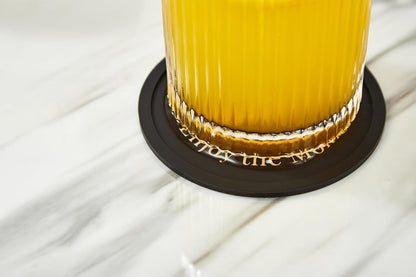 Silicone Coasters Set of 6, Premium Drink Coaster with Holder, Non-Slip, Non-Stick, Dishwasher Safe, Perfect for Hot and Cold Drinks, Protect Your Desks and Tables(6 Black)