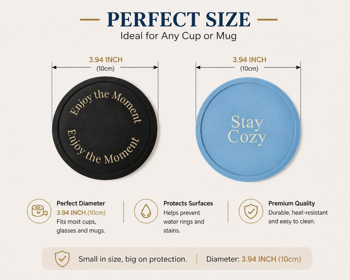 Silicone Coasters Set of 6, Premium Drink Coaster with Holder, Non-Slip, Non-Stick, Dishwasher Safe, Perfect for Hot and Cold Drinks, Protect Your Desks and Tables(6 Black)