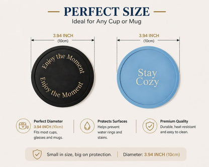Silicone Coasters Set of 6, Premium Drink Coaster with Holder, Non-Slip, Non-Stick, Dishwasher Safe, Perfect for Hot and Cold Drinks, Protect Your Desks and Tables(6 Black)