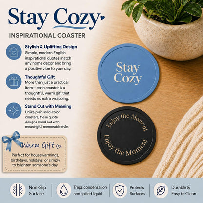 Silicone Coasters Set of 6, Premium Drink Coaster with Holder, Non-Slip, Non-Stick, Dishwasher Safe, Perfect for Hot and Cold Drinks, Protect Your Desks and Tables(6 Black)
