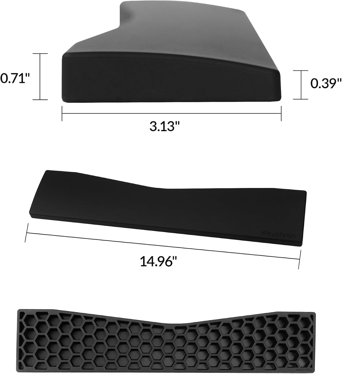 Silicone Wrist & Palm Rest, 12.89" Length – Supports 75% Compact Keyboard Series V1/V2/Q1/Q2/Q9 & Lemokey P1 (Pro/Max/HE) – Anti-Slip Base – Smooth & Washable - Black