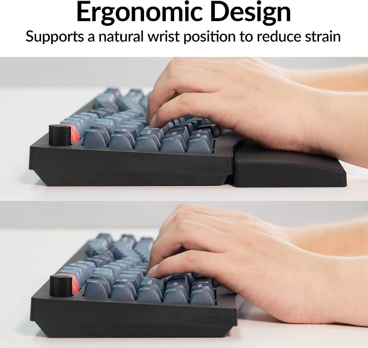 Silicone Wrist & Palm Rest, 12.89" Length – Supports 75% Compact Keyboard Series V1/V2/Q1/Q2/Q9 & Lemokey P1 (Pro/Max/HE) – Anti-Slip Base – Smooth & Washable - Black
