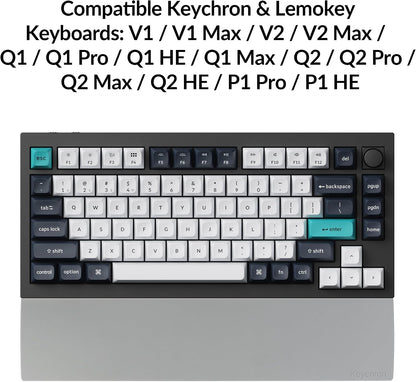 Silicone Wrist & Palm Rest, 12.89" Length – Supports 75% Compact Keyboard Series V1/V2/Q1/Q2/Q9 & Lemokey P1 (Pro/Max/HE) – Anti-Slip Base – Smooth & Washable - Black